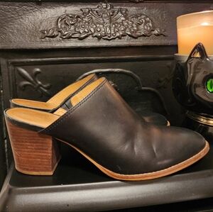 Madewell Women's The Harper Black Leather Mules, Size 10